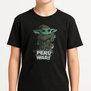 Boys Graphic Tee – “PERÚ WARS” Baby Yoda T Shirt – Size 14–16